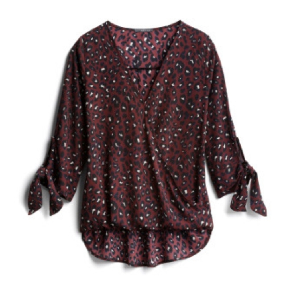 Allan Surplice Tie Sleeve High Low Blouse
